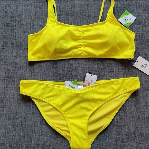 Sincerely Jules neon Yellow Pretty two piece ribbed bikini set in sz Xla… - Picture 10 of 16